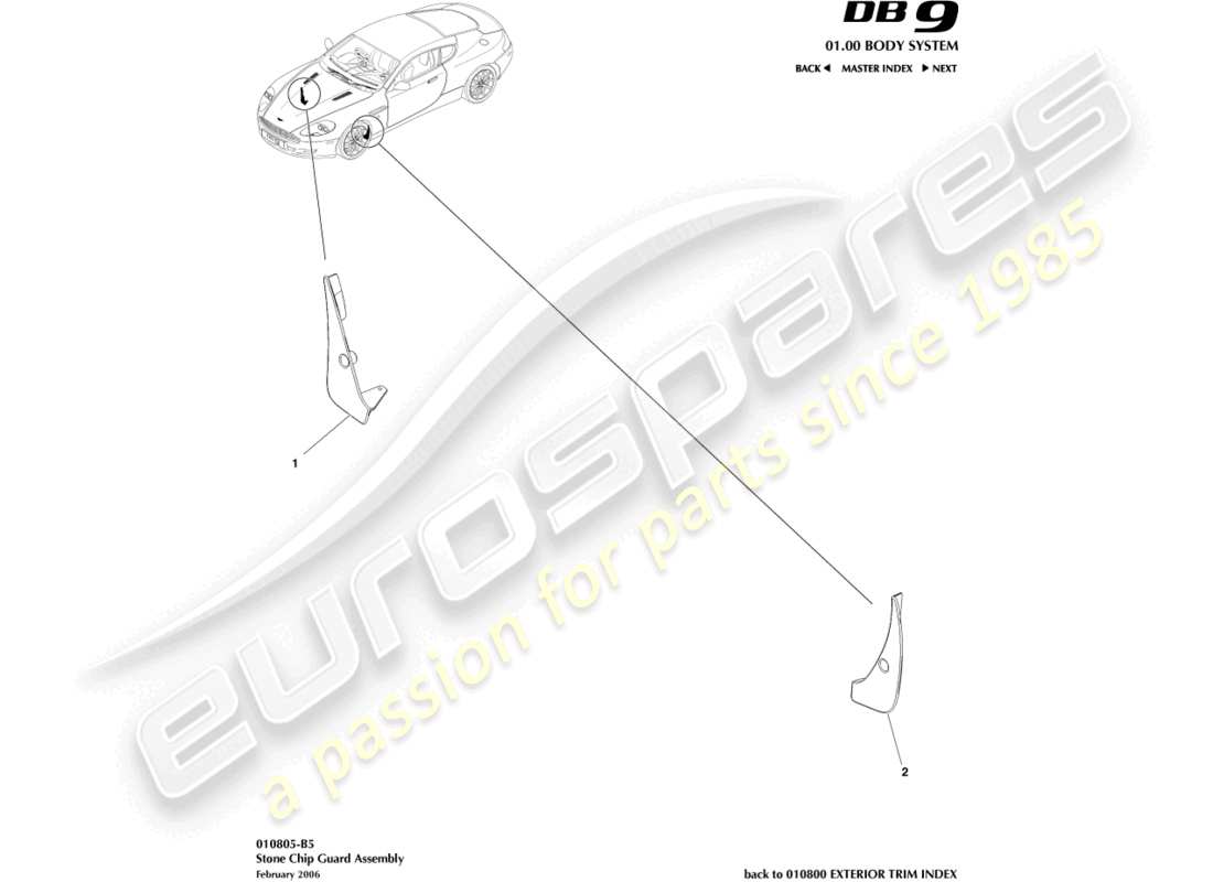 aston martin db9 (2007) stonechip guard part diagram