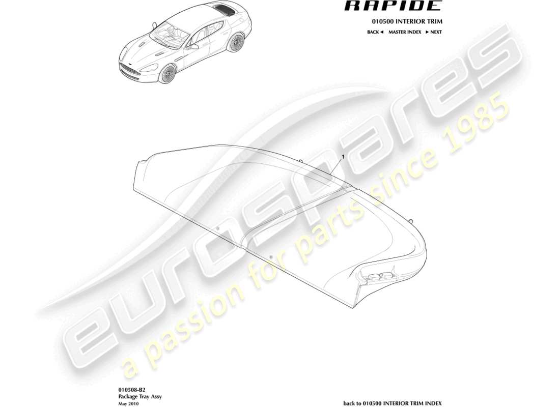 aston martin rapide (2018) parcel shelf trim panel part diagram