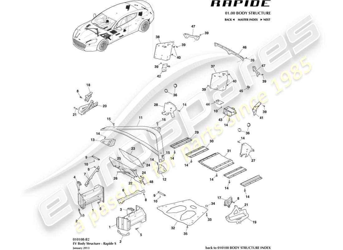 aston martin rapide (2010) ancillary parts, s part diagram