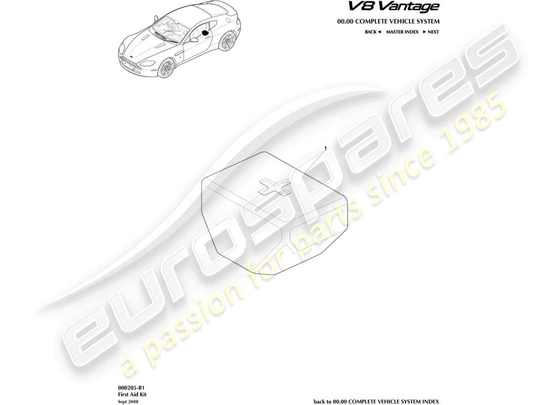 aston martin v8 vantage (2015) first aid kit part diagram