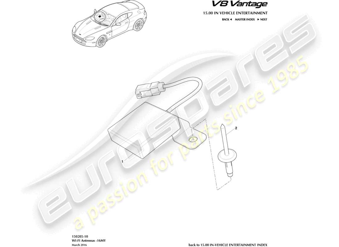 aston martin v8 vantage (2018) wi-fi antenna, 16my part diagram