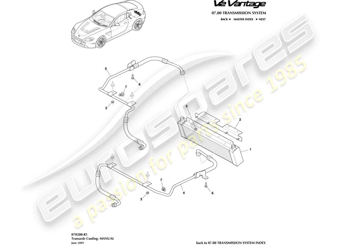 aston martin v12 vantage (2012) transmission cooler part diagram