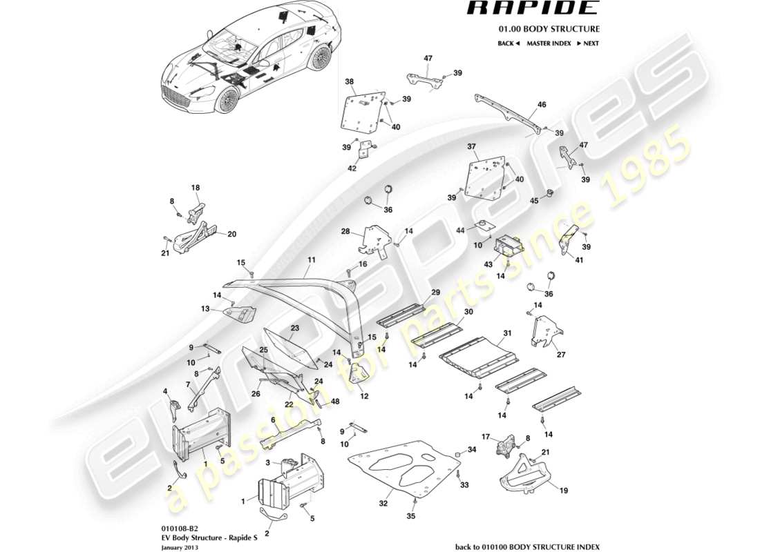 aston martin rapide (2019) ancillary parts, s parts diagram