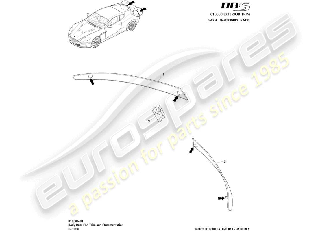 aston martin dbs (2009) body rear end trim part diagram