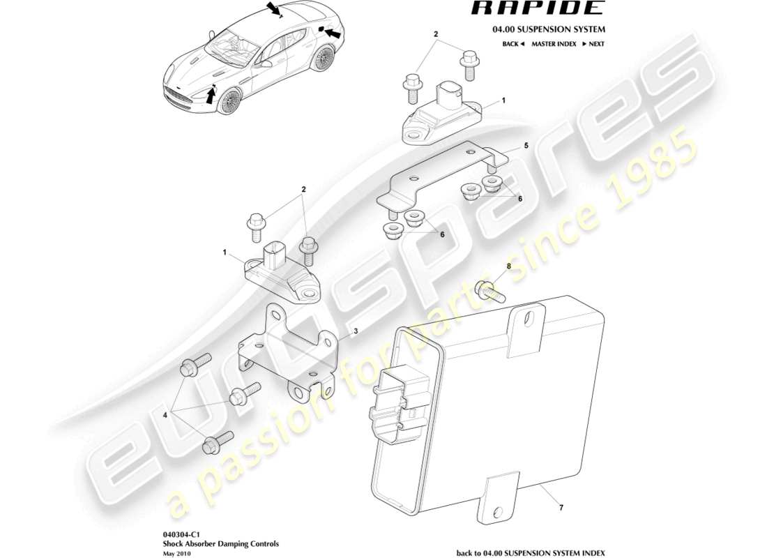 aston martin rapide (2013) active damping module part diagram