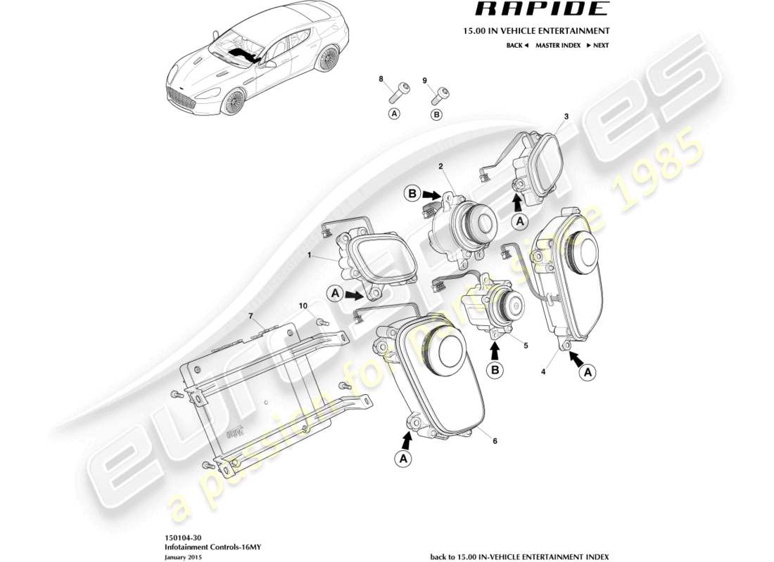 aston martin rapide (2016) infotainment controls, 16my part diagram