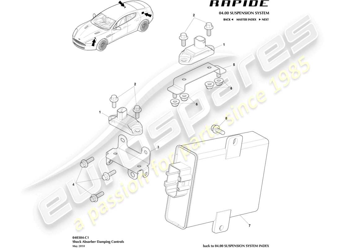 aston martin rapide (2018) active damping module part diagram