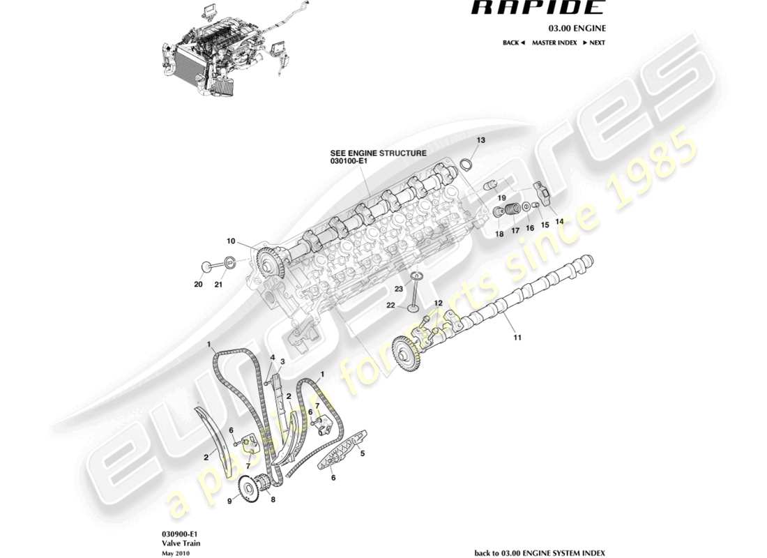 aston martin rapide (2010) valve train part diagram