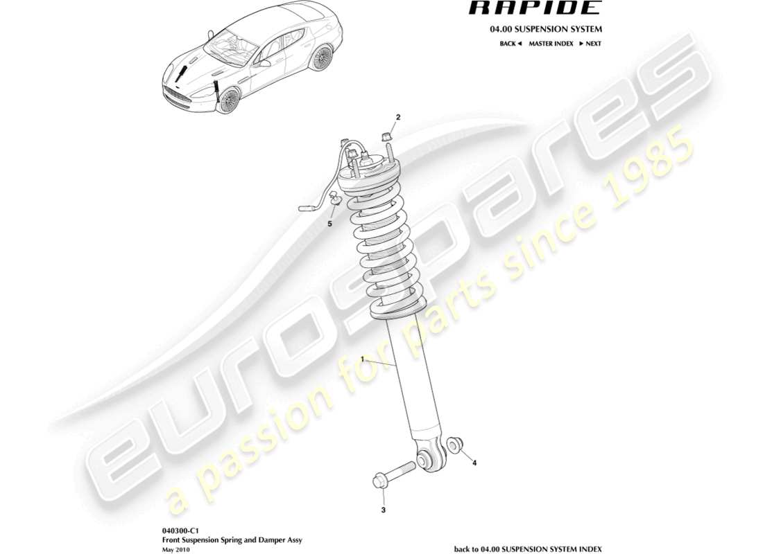 aston martin rapide (2016) front spring & damper part diagram