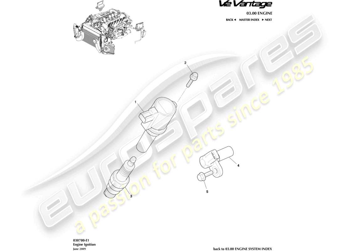 aston martin v12 vantage (2012) ignition part diagram