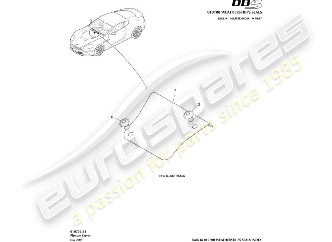 aston martin dbs (2008) plenum cover part diagram