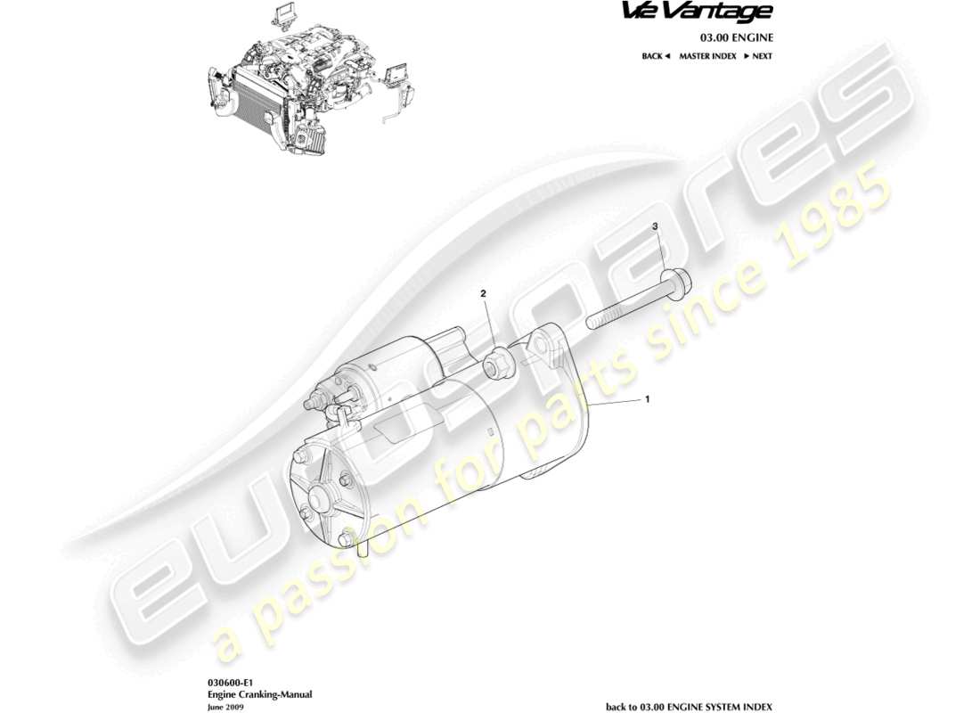aston martin v12 vantage (2012) engine cranking part diagram