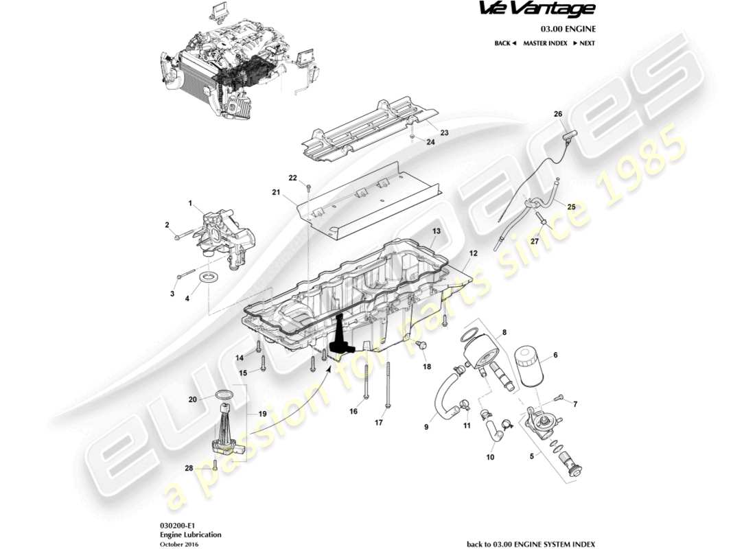 aston martin v12 vantage (2012) engine lubrication part diagram