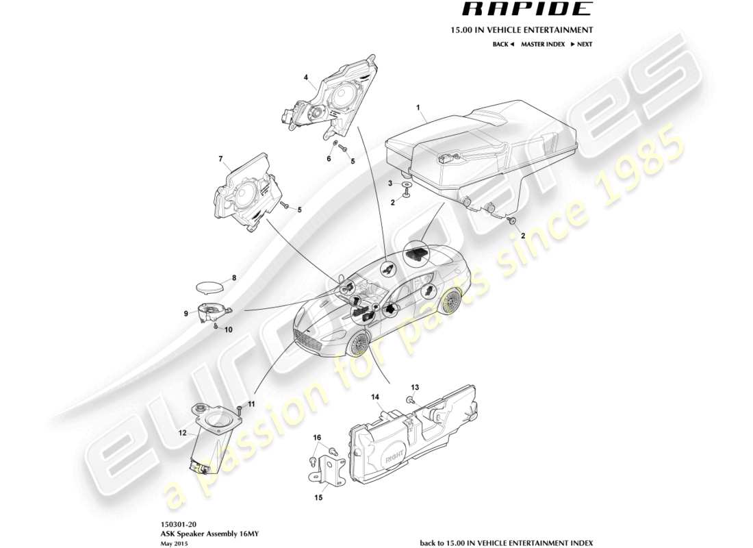 aston martin rapide (2010) speakers, ask part diagram