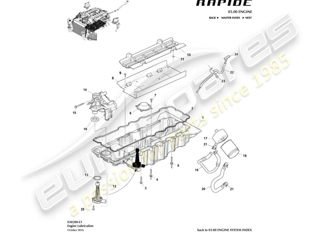 aston martin rapide (2010) engine lubrication part diagram