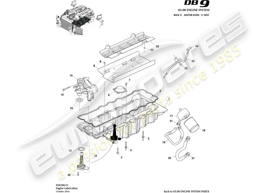 aston martin db9 (2008) engine lubrication part diagram