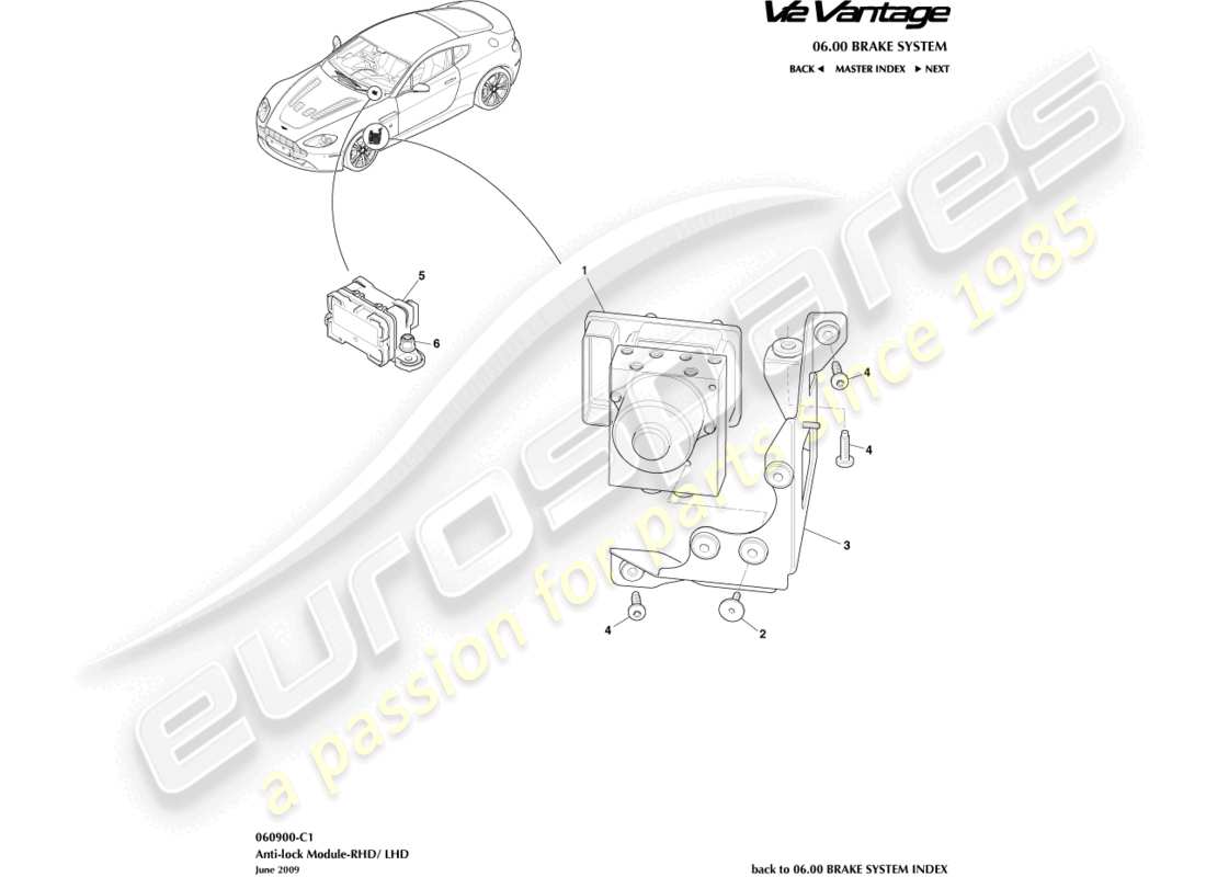 aston martin v12 vantage (2013) anti-lock module part diagram