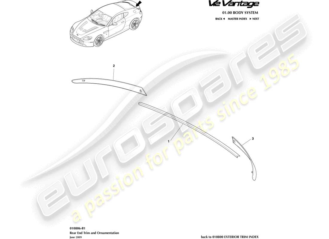 aston martin v12 vantage (2012) body rear end trim part diagram