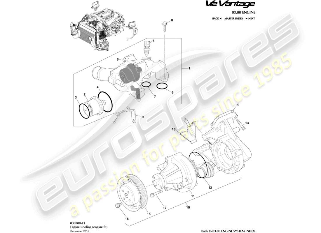 aston martin v12 vantage (2012) engine cooling part diagram