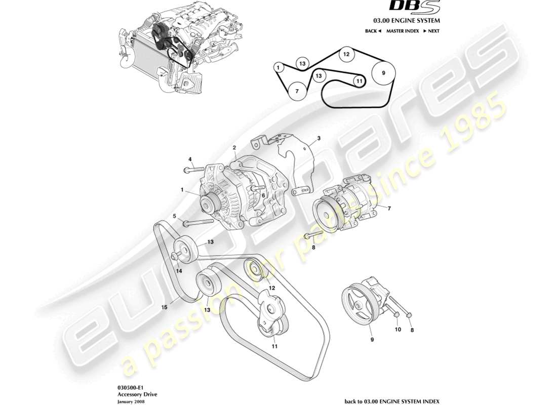 aston martin dbs (2009) accessory drive part diagram