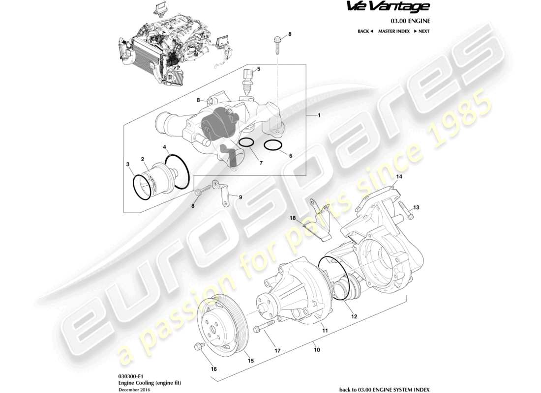 aston martin v12 vantage (2013) engine cooling part diagram