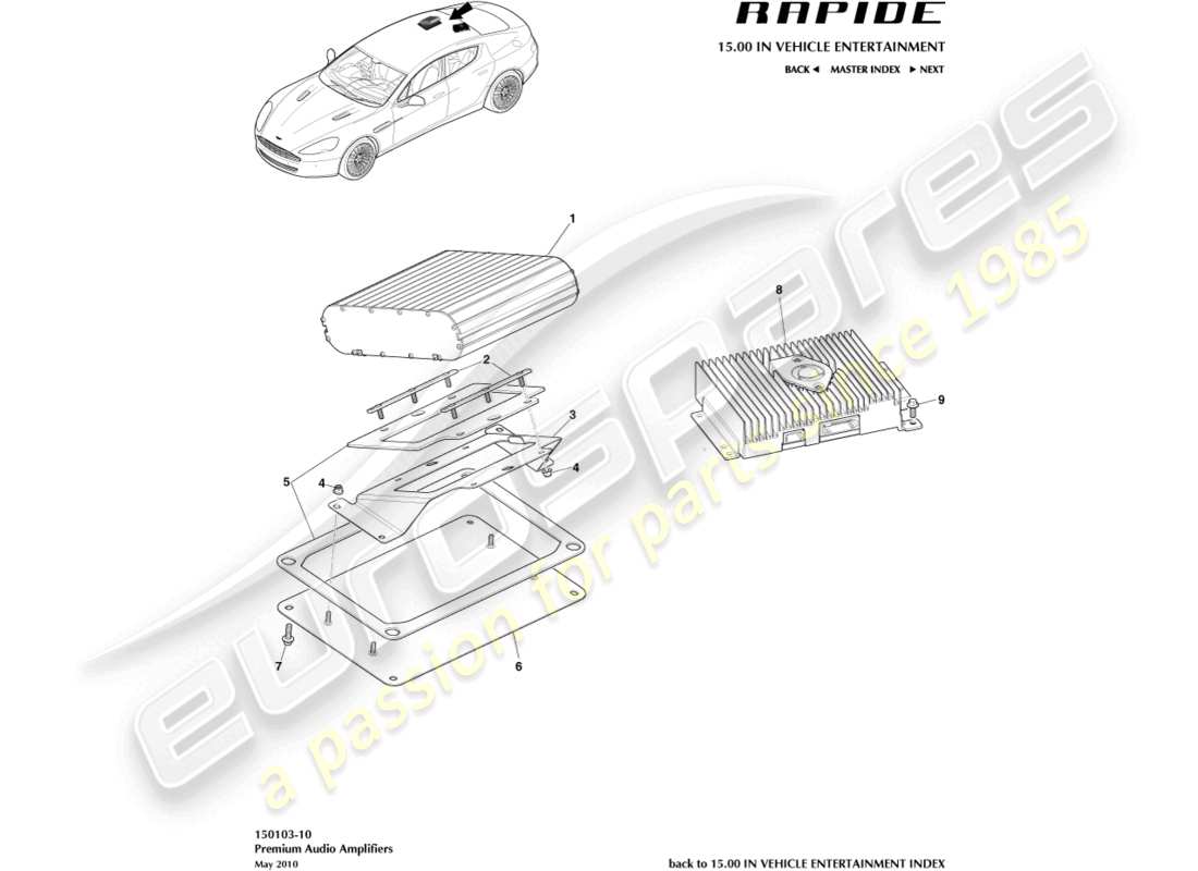 aston martin rapide (2017) dual amplifiers, up to 13my part diagram
