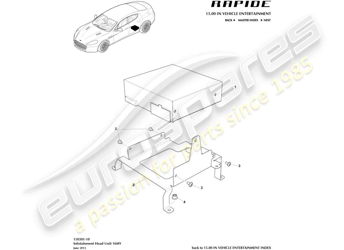 aston martin rapide (2017) infotainment head unit, 16my part diagram