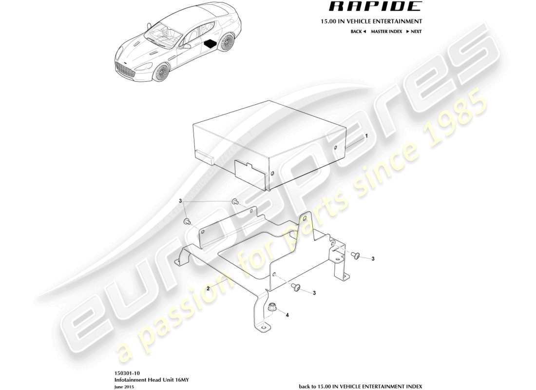 aston martin rapide (2018) infotainment head unit, 16my part diagram