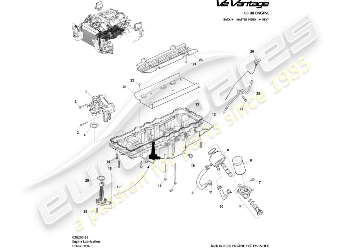 aston martin v12 vantage (2010) engine lubrication part diagram
