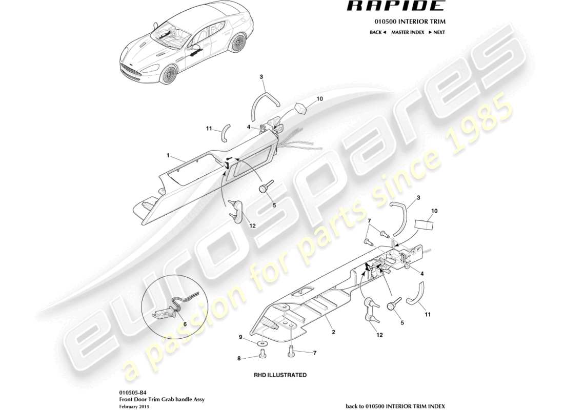 aston martin rapide (2019) front door handle parts diagram