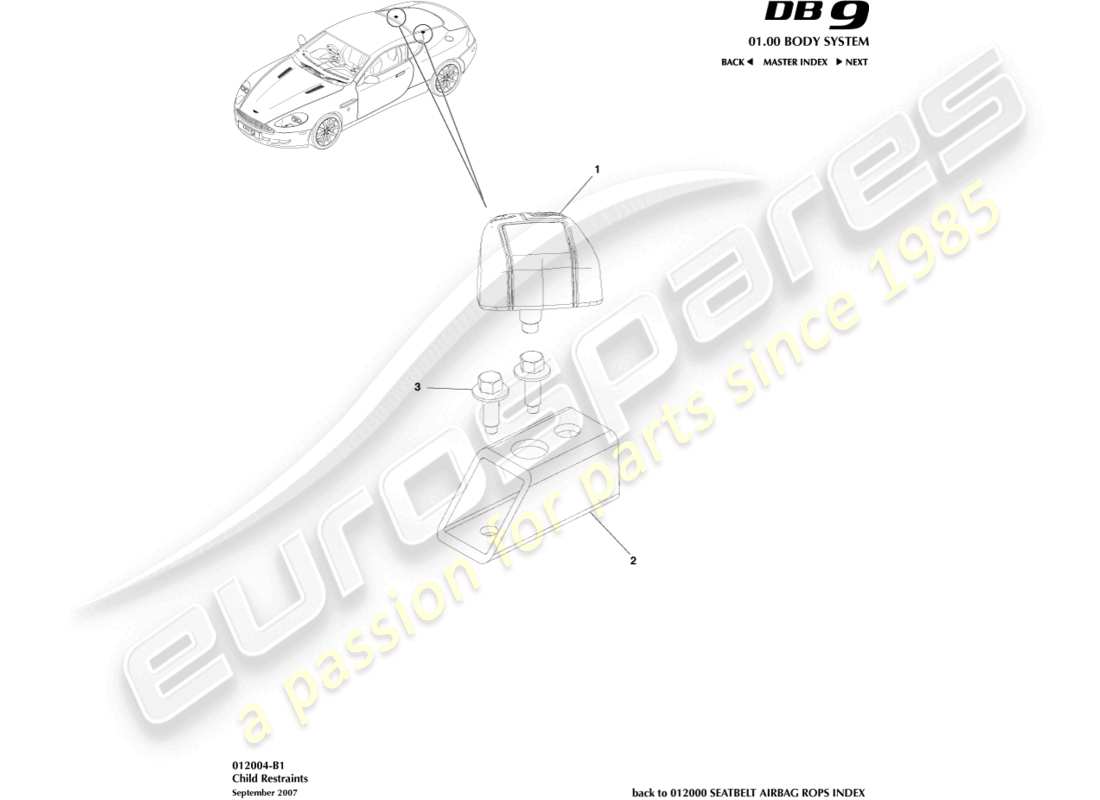 aston martin db9 (2010) child restraints part diagram