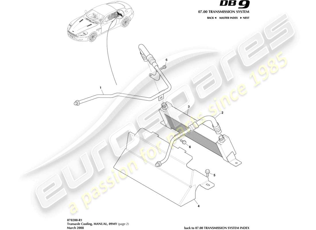 aston martin db9 (2006) transaxle cooling, manual, 09my part diagram