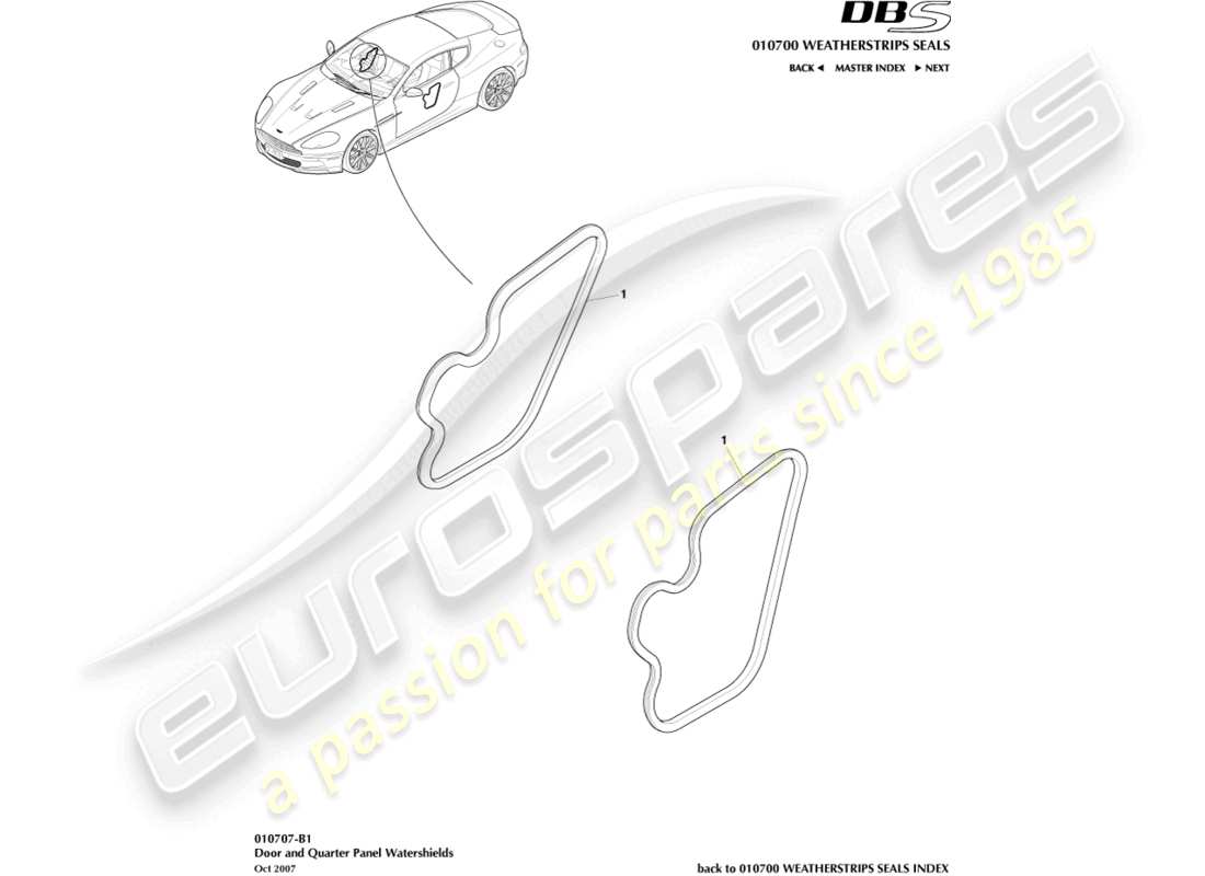 aston martin dbs (2010) watershields part diagram