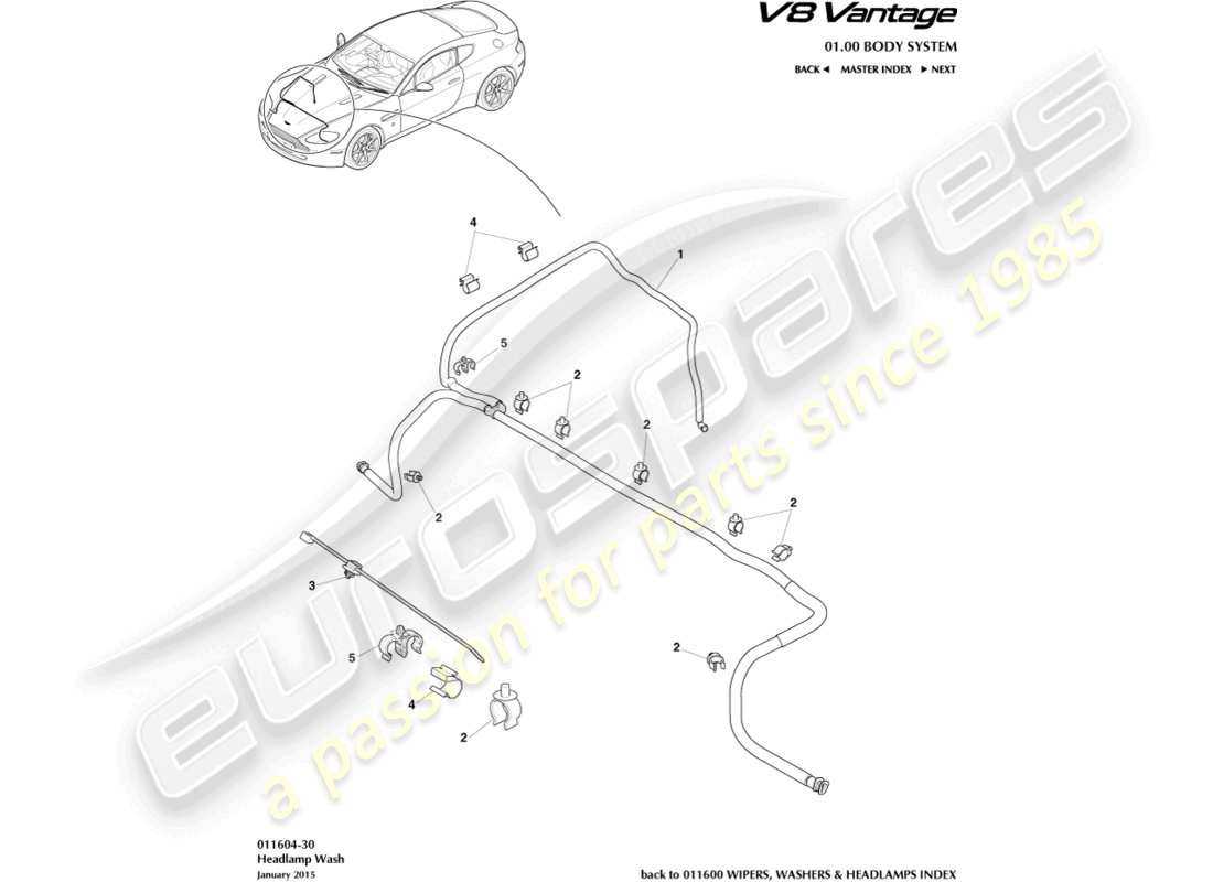 aston martin v8 vantage (2018) headlamp wash part diagram