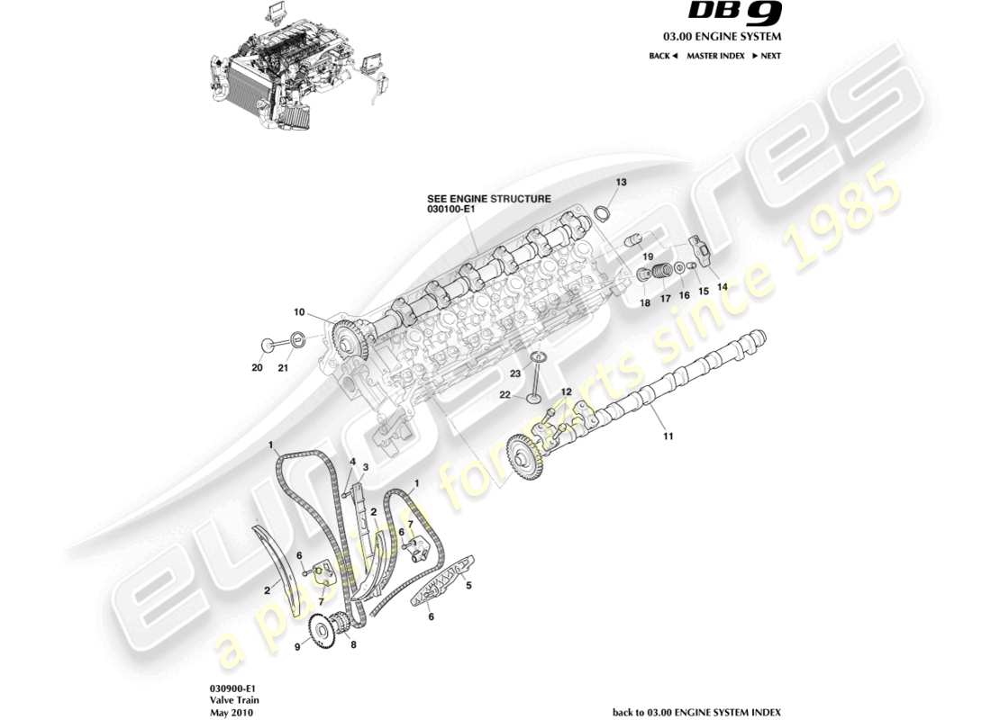 aston martin db9 (2011) valve train part diagram