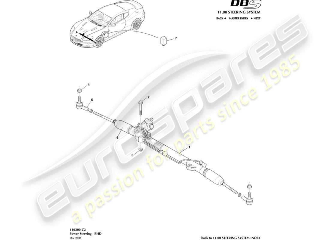 aston martin dbs (2008) power steering, rhd part diagram