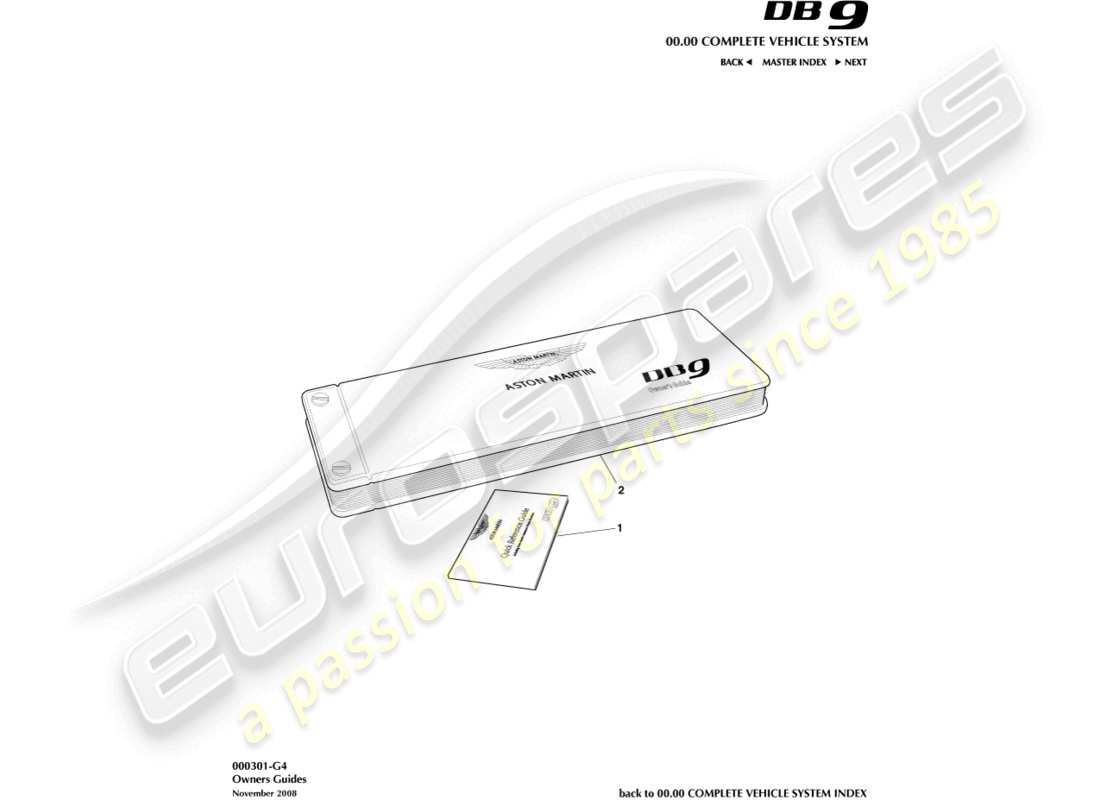 aston martin db9 (2004) owners guide part diagram