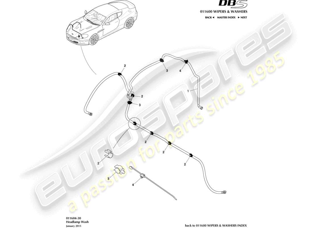 aston martin dbs (2010) headlamp wash part diagram