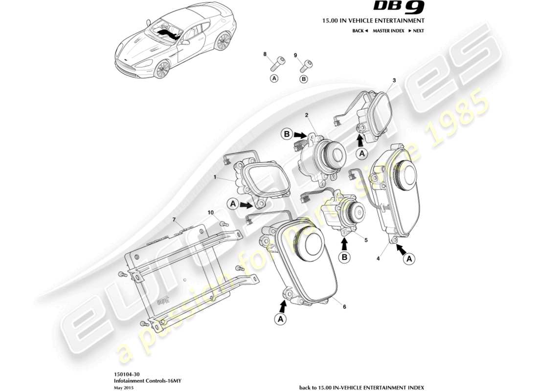 aston martin db9 (2017) infotainment controls, 16my part diagram