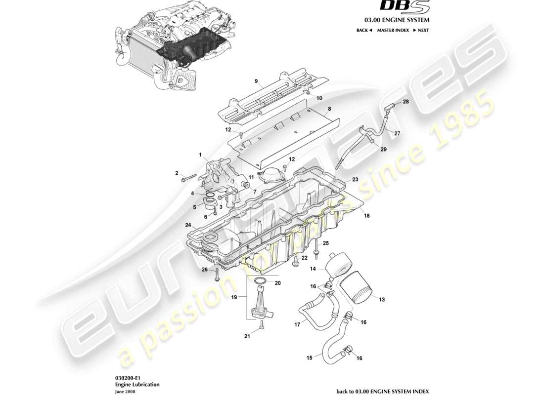 aston martin dbs (2010) engine lubrication part diagram