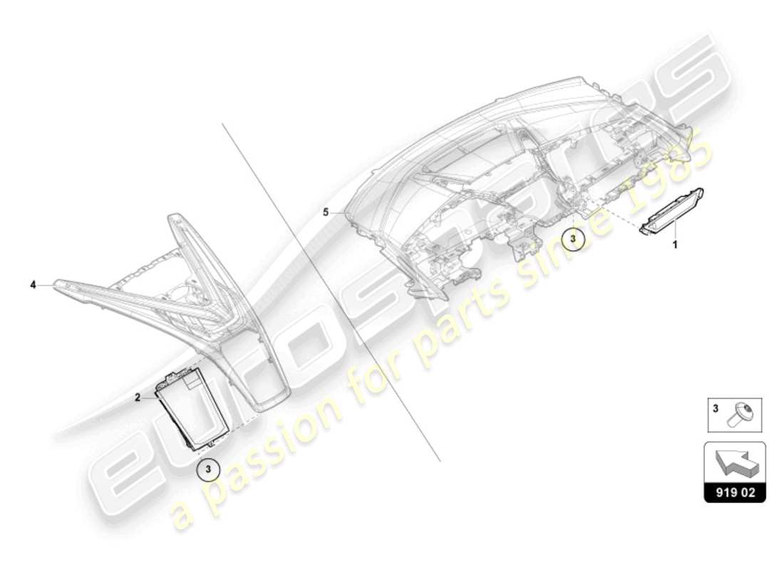 lamborghini revuelto coupe (2024) display unit part diagram