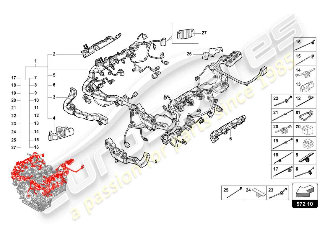 lamborghini urus (2020) wiring set for engine parts diagram