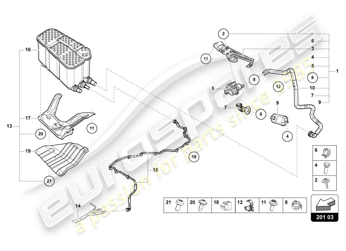 lamborghini urus performante (2024) active charcoal filter with diagnosis pump for fuel delivery system part diagram