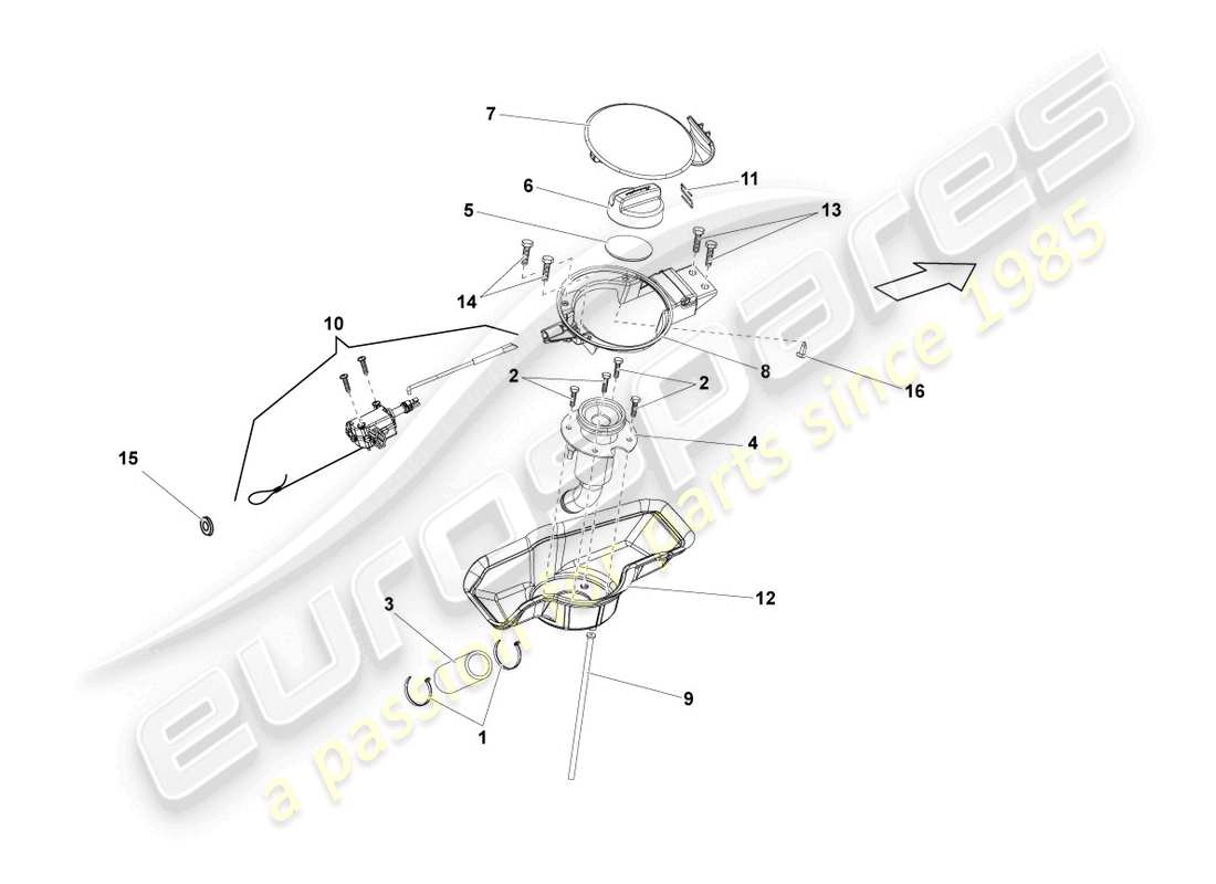 lamborghini lp560-4 spider (2012) fuel filler flap part diagram