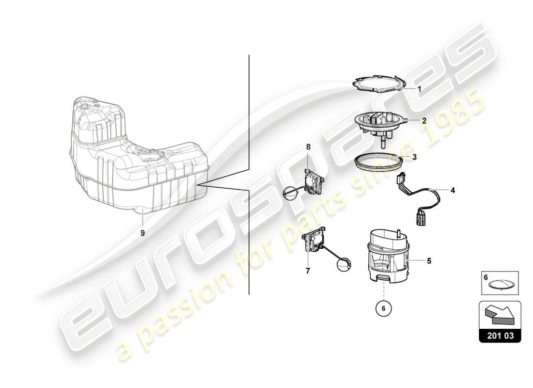 lamborghini evo spyder (2024) fuel delivery module right part diagram