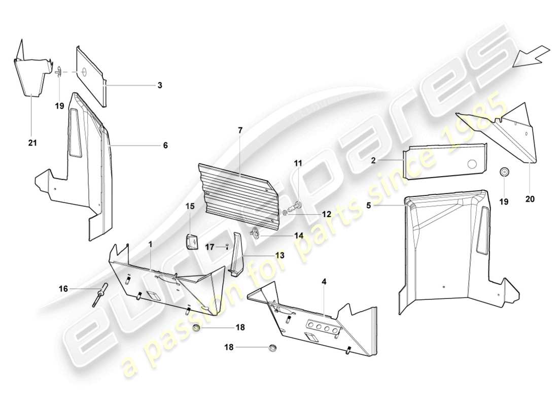 lamborghini lp560-4 coupe (2011) bodywork front part parts diagram