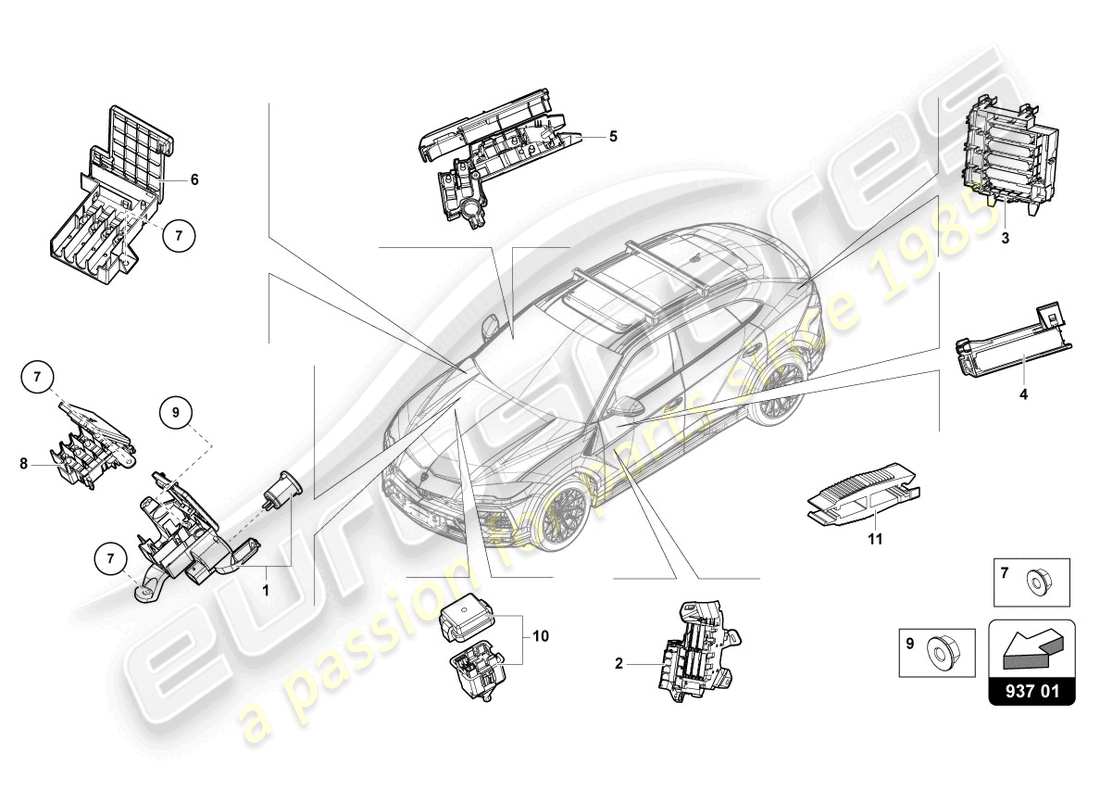 lamborghini urus (2020) fuse box part diagram