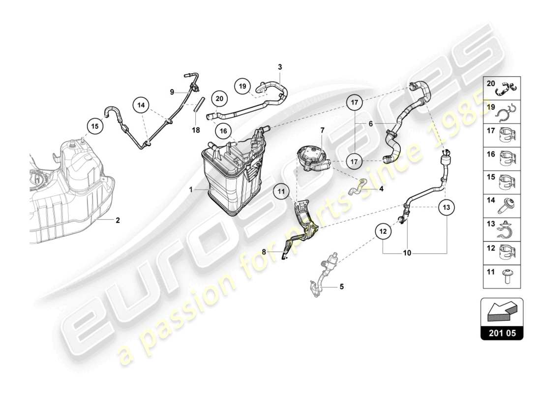 lamborghini 2023 (evo coupe 2wd) activated charcoal container part diagram
