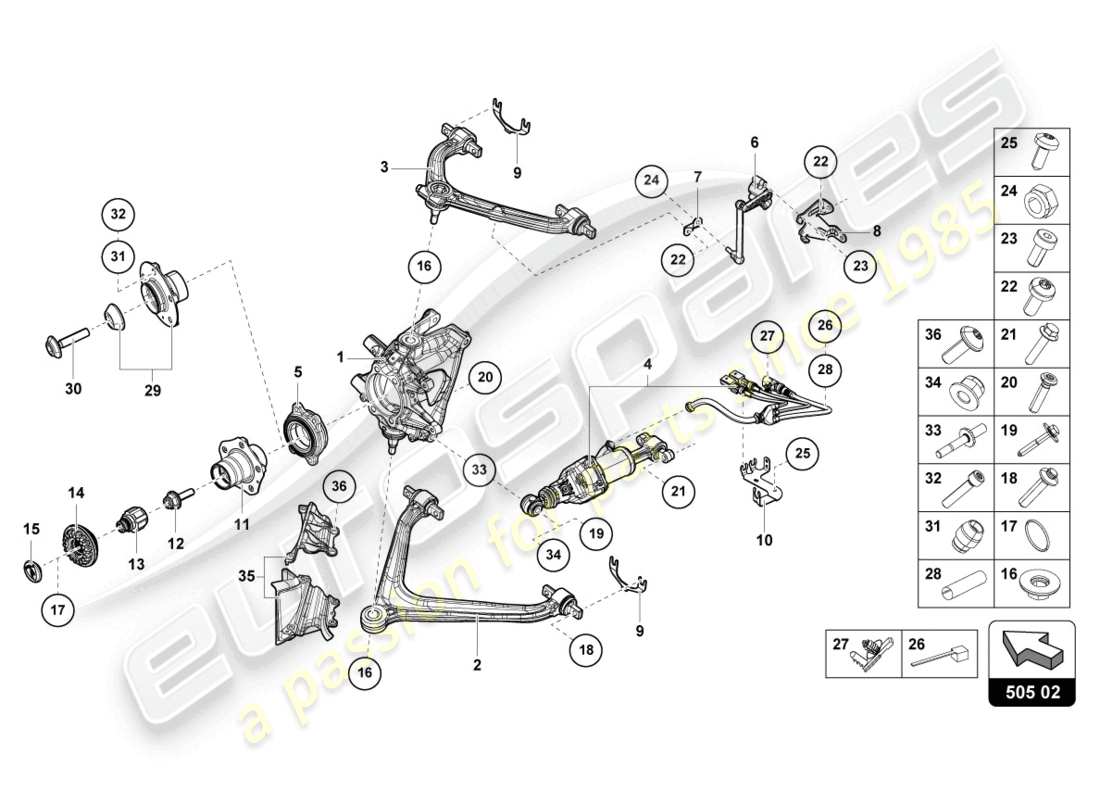 lamborghini 2022 (evo coupe) guide rear part diagram