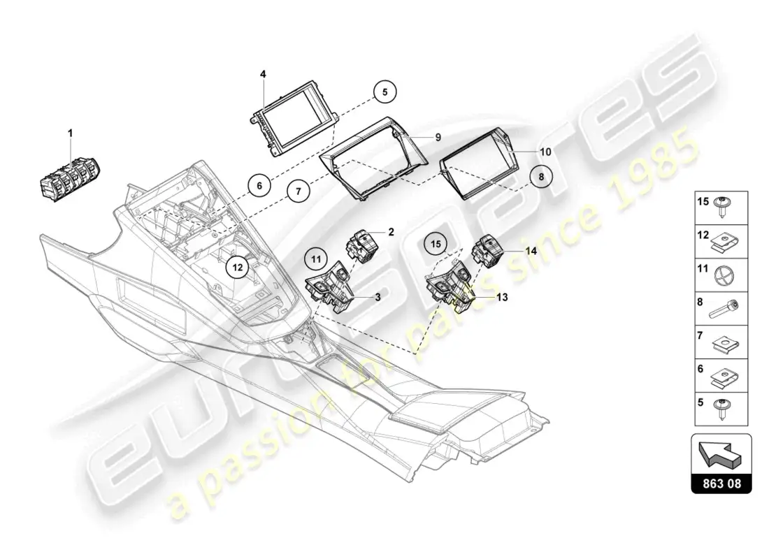 lamborghini lp700-4 roadster (2017) switch unit parts diagram